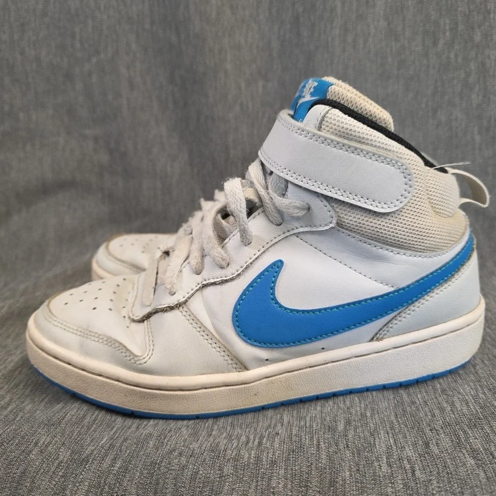 Nike Boys Court Borough Mid 2‎ CD7782-012 White Basketball Shoes Sneakers Sz 6Y